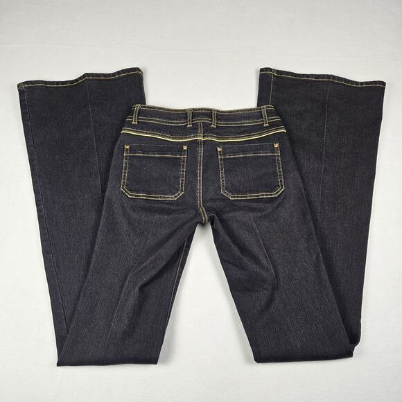 Rachel Zoe Flared Jeans Bellbottom Blue Gold Bootcut Stretch Denim Size 25 Tall - Picture 7 of 16